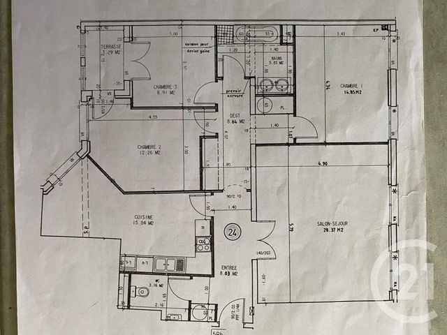 Appartement F4 à louer - 4 pièces - 105.95 m2 - MULHOUSE - 68 - ALSACE - Century 21 Weiblen Immeubles